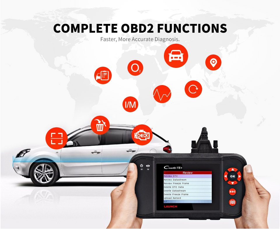 Launch Creader VII+ funciones OBD2 completas